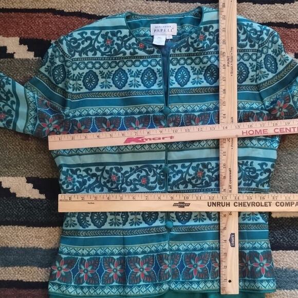 Adrianna Papell Vintage 100% Silk Two-Piece Jewel Tones Jacket & Skirt Set 8 - Picture 14 of 15